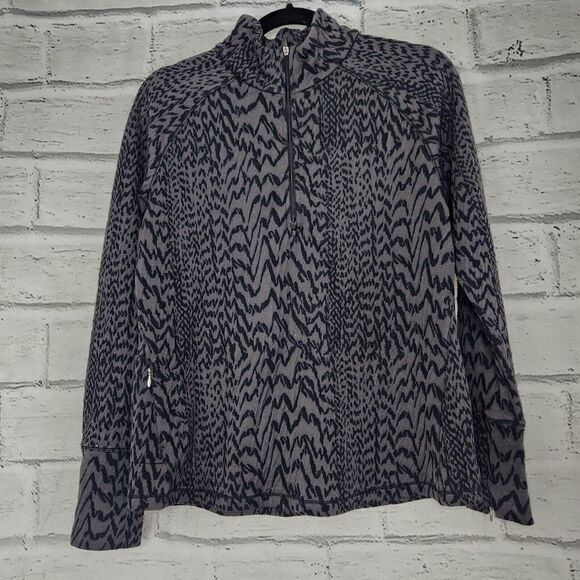 Lucy Womens Long-Sleeved  Brown/Gray 1/4 Zip Pull Over Sweatshirt Jacket Large - Picture 1 of 15